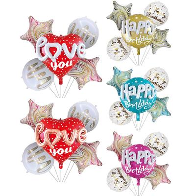 Set de Globos Redondos de 22 Pulgadas 'Feliz Cumpleaños Carta de Amor' Decoraciones para Fiesta Globos de Papel de Aluminio