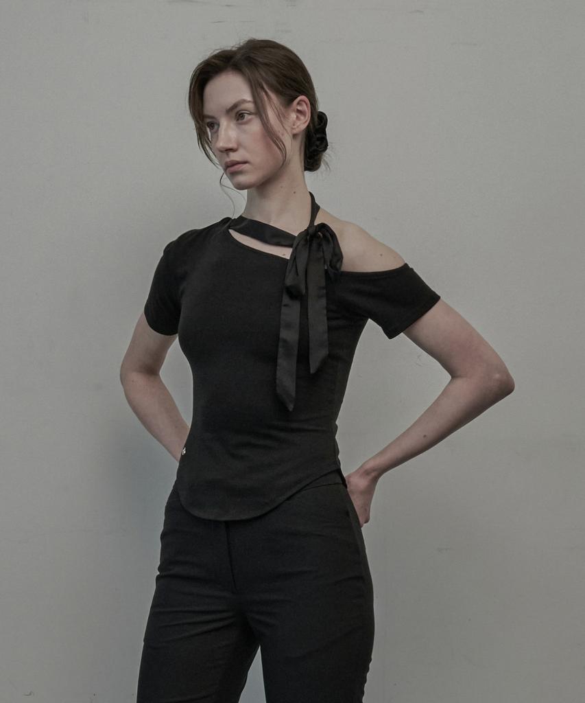 Mausolleum Sheer Scarf T-Shirt - Black