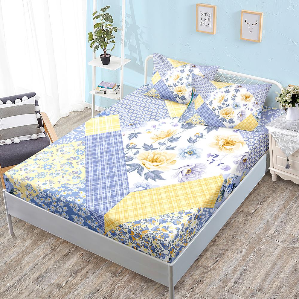 

Three-Piece Mattress, Mattress Cover, Flower Floral Pastoral Mattress Protective Cover Sheet 100*190*40cm*1 Pillowcase 51*75cm*1