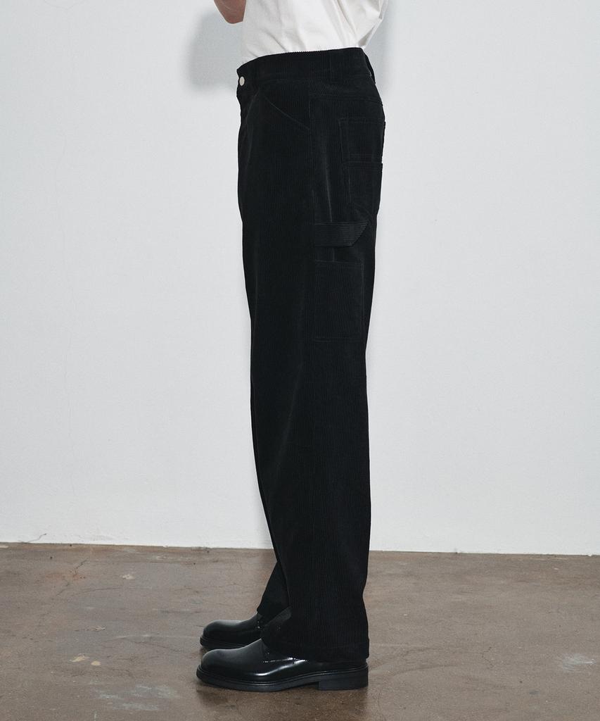 Hoite Rise Corduroy Work Pants (Black)