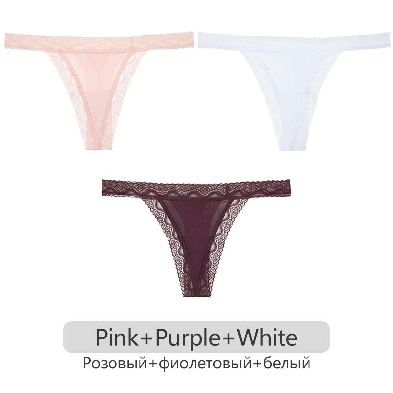 Women Thongs 3Pcs/set Lace G-sting Panties Female Sexy T-Back Underwear S-XL Ladies Thong Underpants Nylon Thongs Lingerie 2023