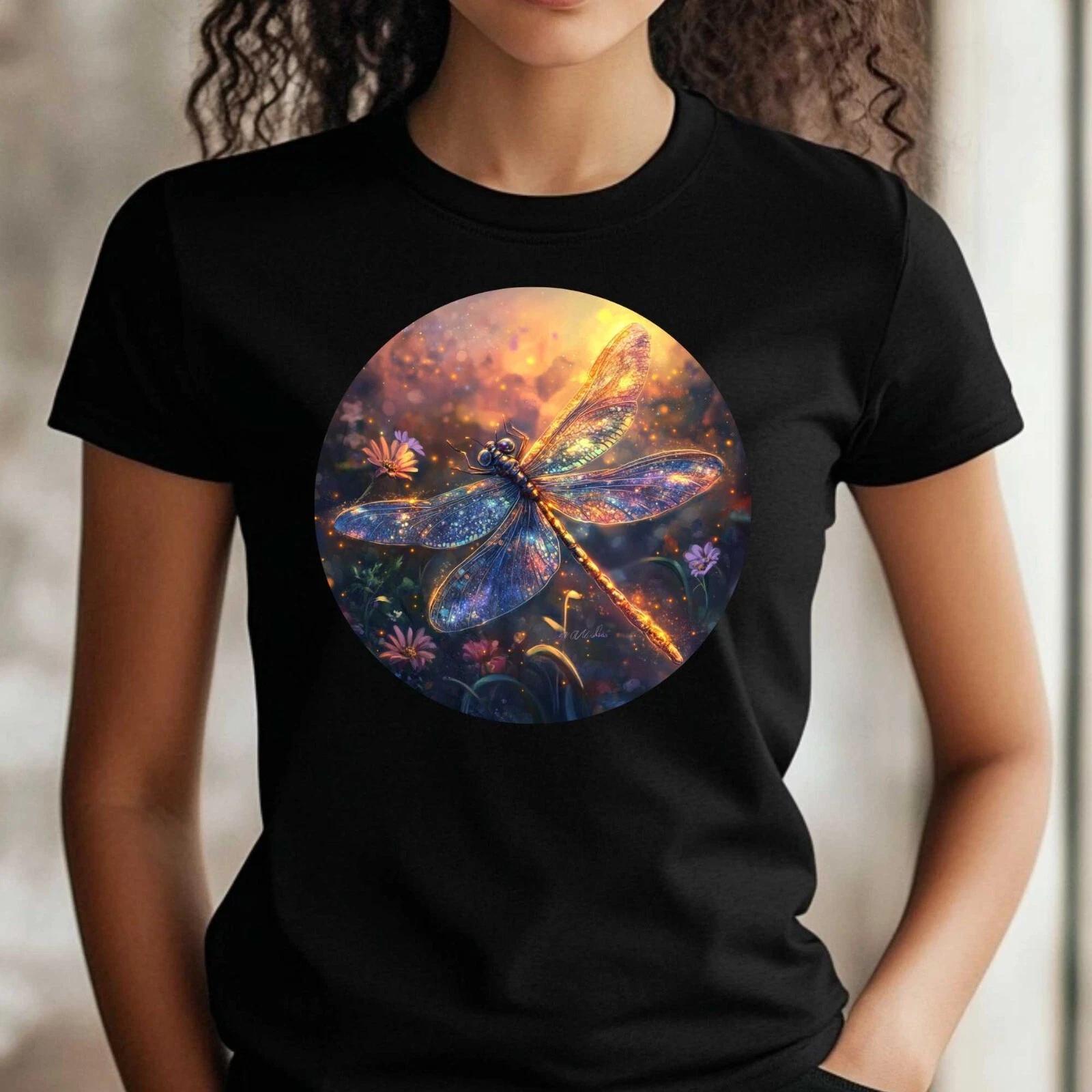 

Women s Dragonflies Magic Motif Cotton T-Shirt Size S to 3XL- M