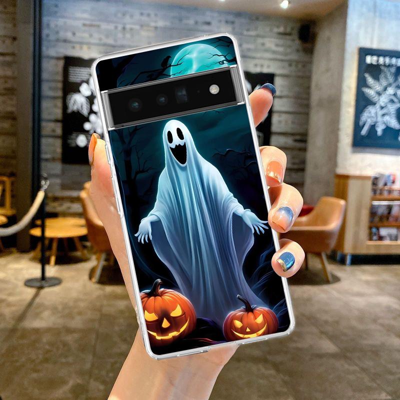 Phone Case Cover for Google Pixel 9,8,7,6,5,4,4XL,7A,6A,5A,4A,3A,Pro,XL,5G Transparent Soft TPU Shell Halloween Ghost Costume