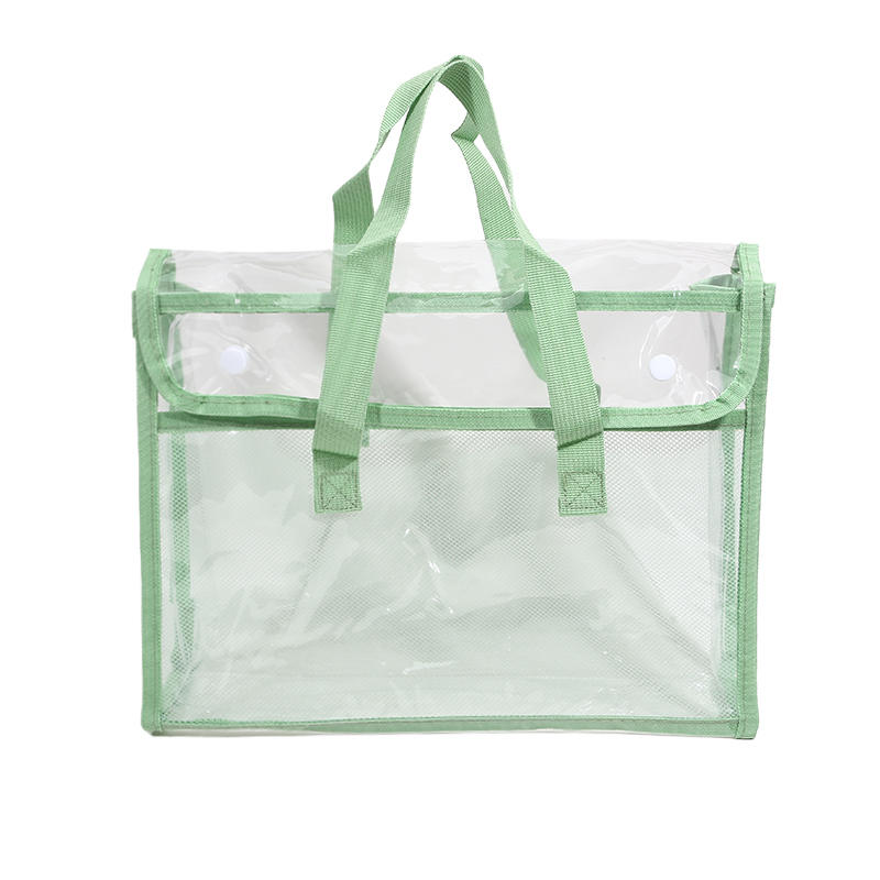 PVC Self Stick File Bag Large Capacity Waterproof Expandable Document Folder Transparent Handheld Portable Storage Organizer For Office School Home