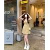 French retro floral tea break dress women's summer new waist pinch to cover the meat and show thinness square collar temperament sweet dress