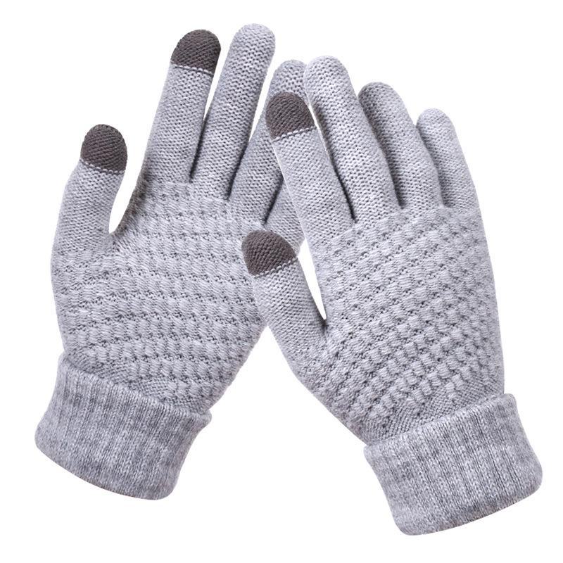 Guanti Invernali Touchscreen Unisex - Spessi, Antiscivolo, Dita Separate in Lana per Calore e Ciclismo