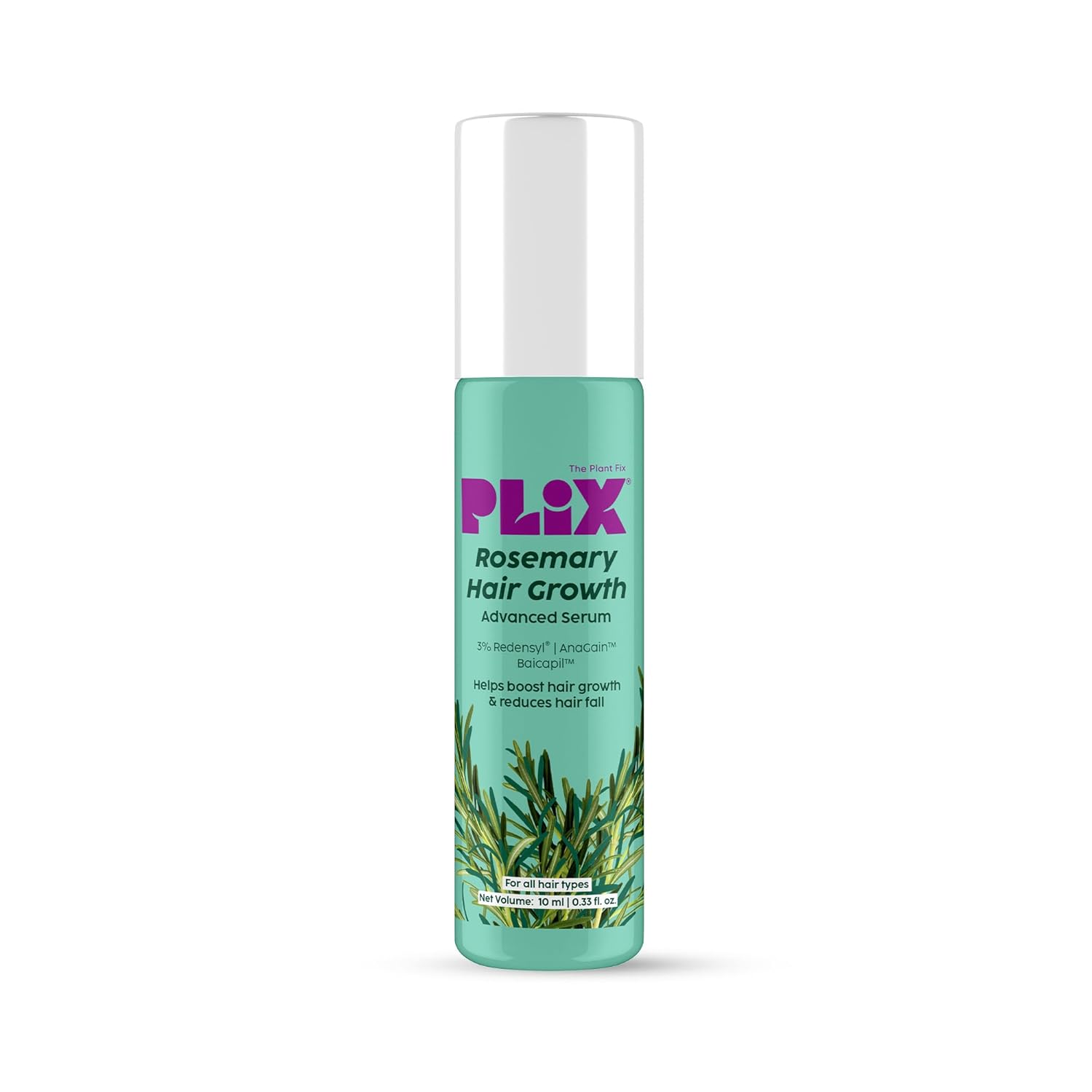 The Plant Fix Plix Rosemary Hair Growth Serum Roll-On 10ml | Redensyl Baicapil AnaGain Hair Follicle Booster