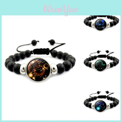 Zodiac Constellation Glass Bead Bracelet For Couples Elegant Fashion Jewelry