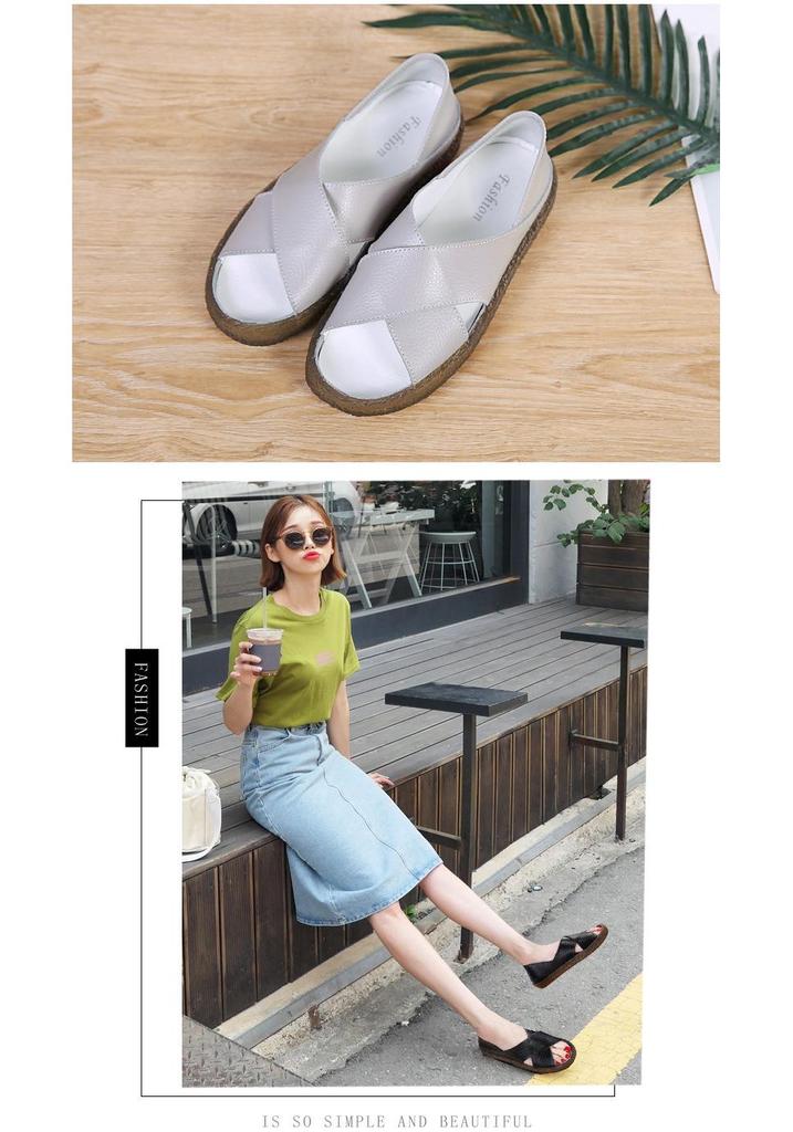 Korean Style Women's Cross Strap Sandals - Large Sizes for Mothers and Pregnant Women
