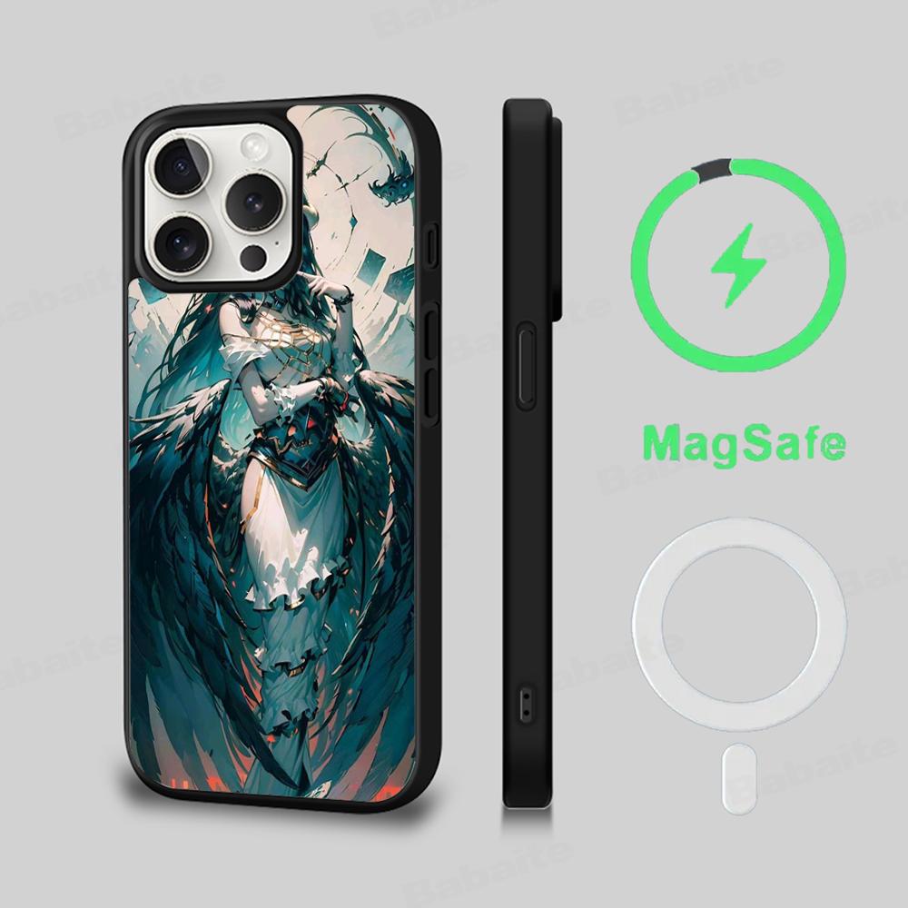 Anime Overlord Albedo Phone Case Magnetic Case For IPhone 16 14 13 12 11 15 Pro Max Plus For Magsafe Wireless Charge Cover