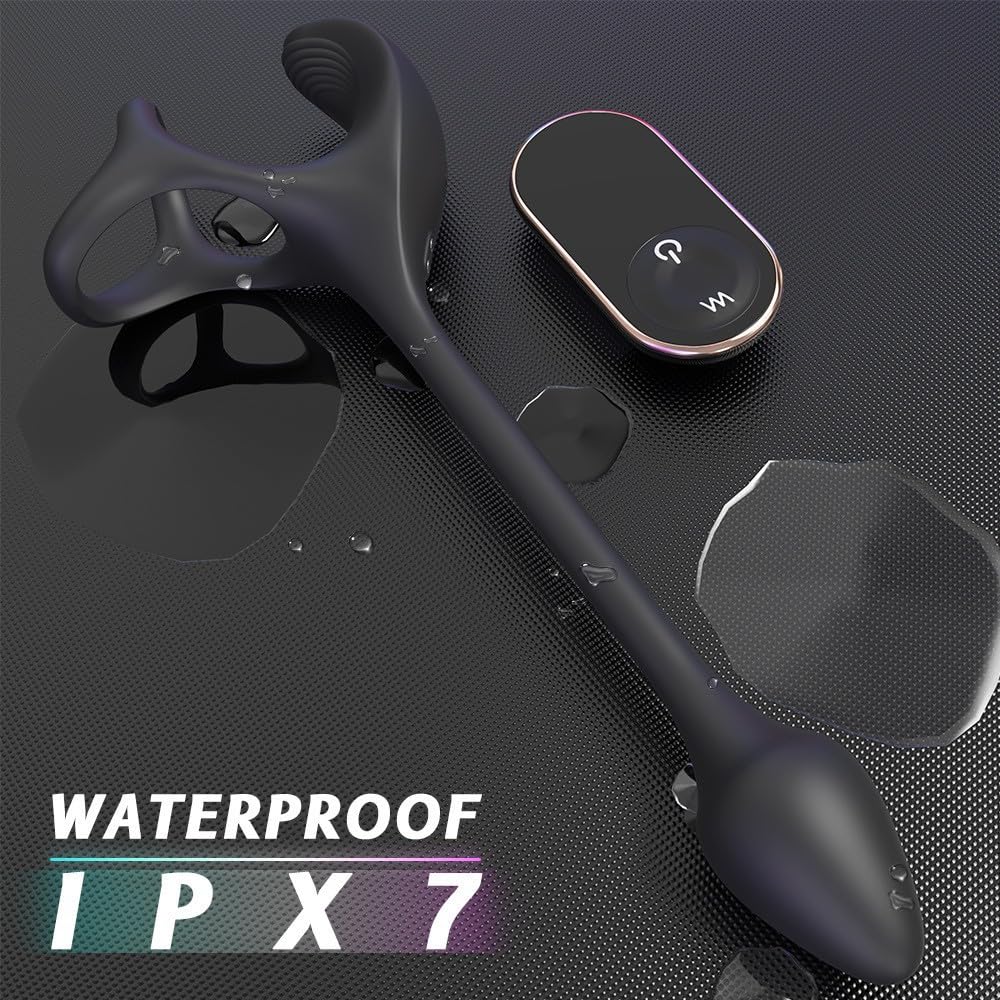 Remote Controll Anal Sex Toy, Male Prostate Massager, Anal Vibrator with Penis Ring, Anal Plug with 9 Vibration Modes, Couples' Sex Toy
