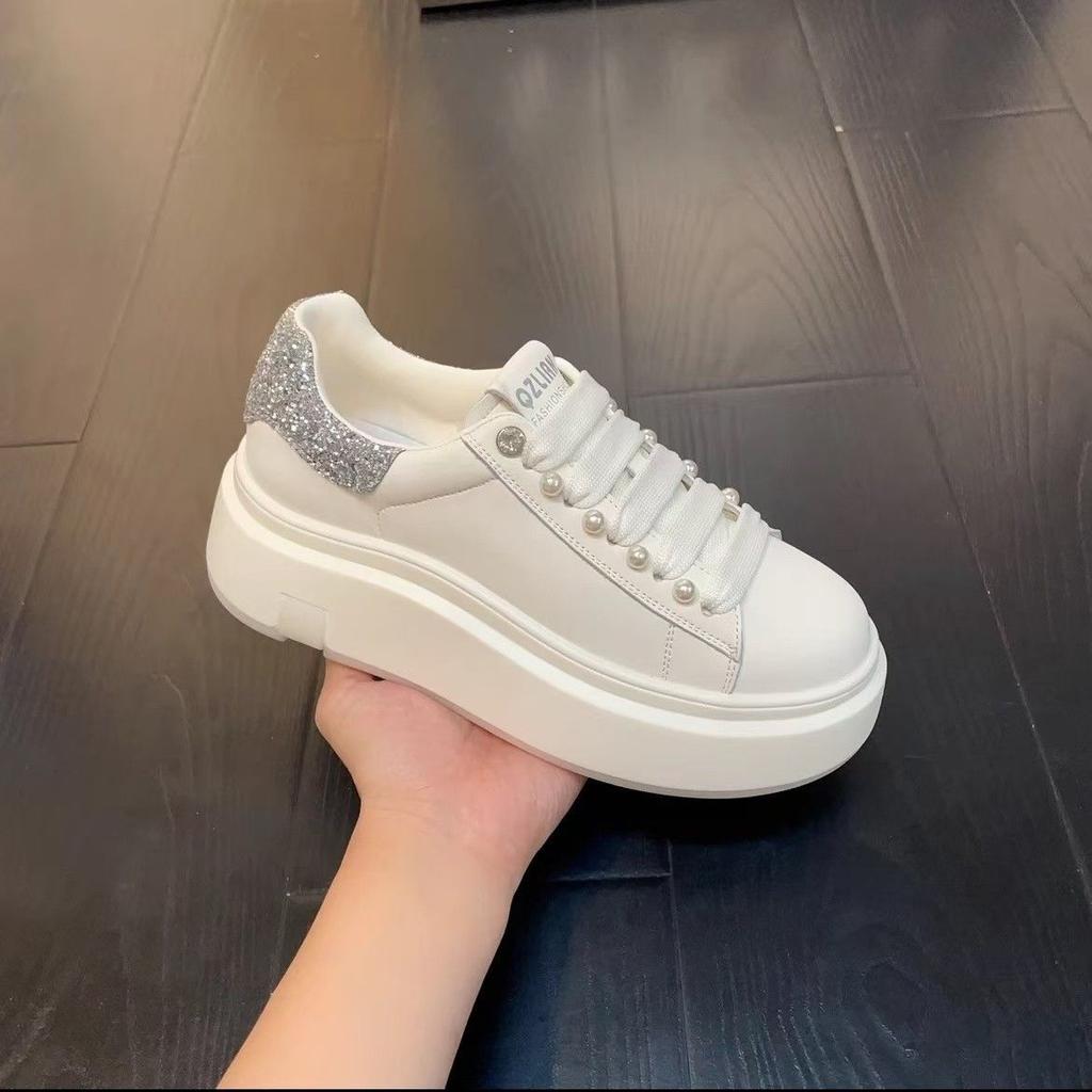 Little white shoes women's autumn versatile thick-soled small height-increasing shoes sports and leisure muffin board shoes