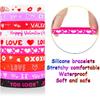 30pcs Valentines Day Rubber Bracelet Bulk Colorful Silicone Wristbands for Women and Kids Valentine Party Favors Supply Classroom Gifts