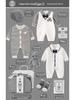 Newborn Baby Boy Gift Box: Off-White & Grey Striped Outfit - High-End Spring Festival Full Moon Collection