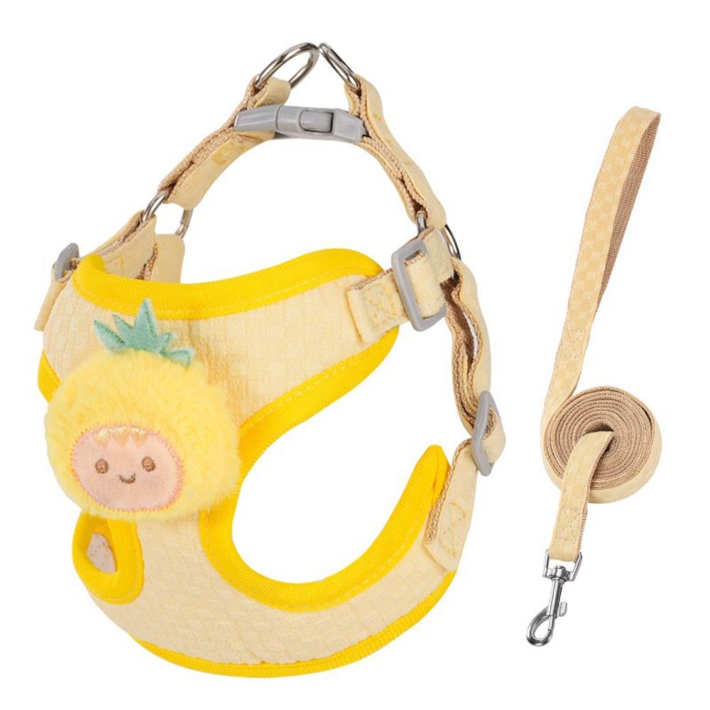 Adjustable Dog Harness and Leash Set Lightweight Pet Walking Leash Cartoon Dog Chest Strap  Outdoor