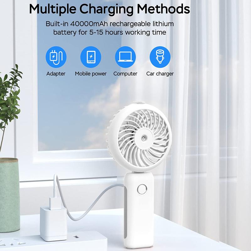 Fan Portable Handheld Misting Fan 4000mAh USB Rechargeable Personal Mister Foldable Fan Spray Water Mist Fan For Travel Outdoors