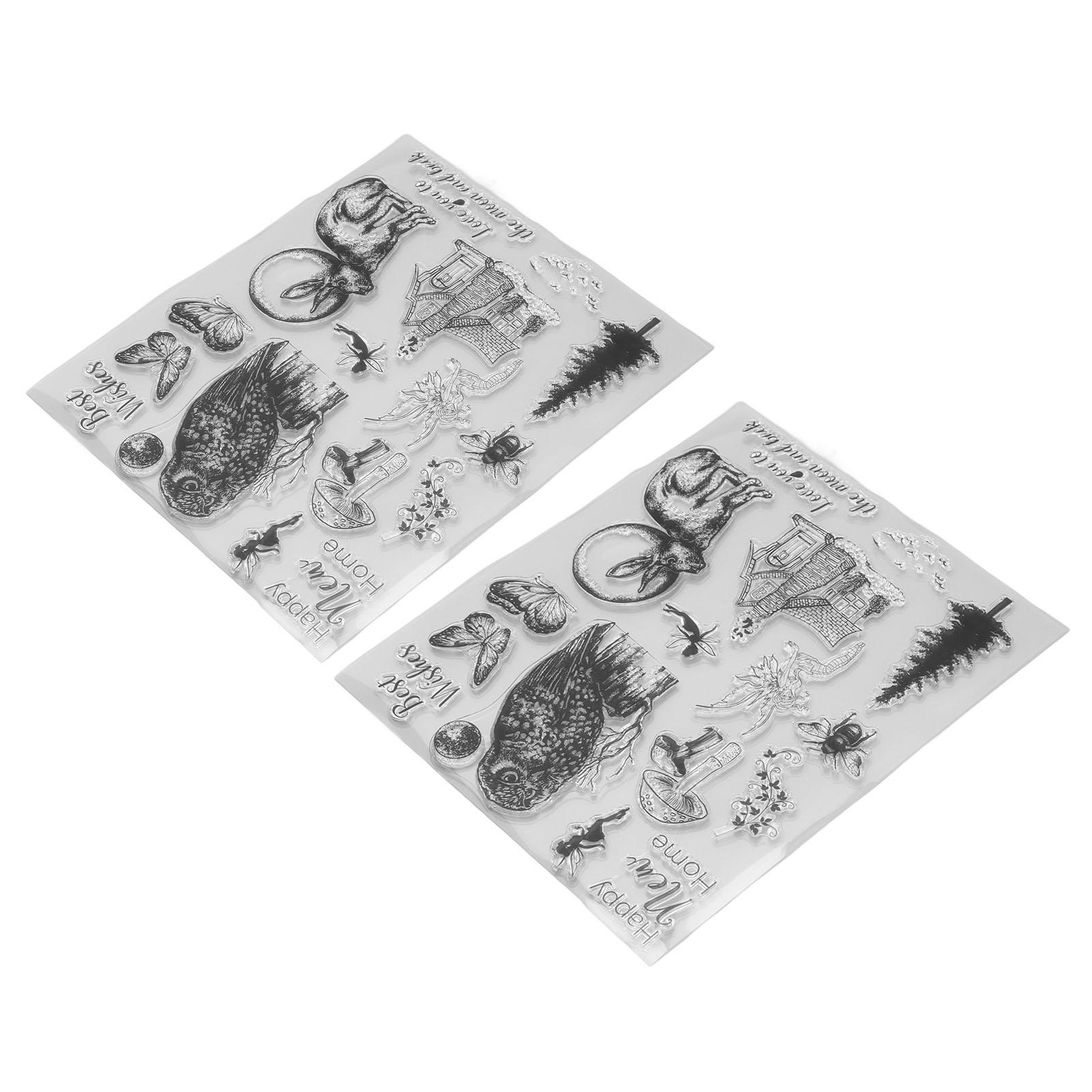

2PCS Clear Stamps Owl Rabbit Fairy Card Making Stamps Recyclable Clear Imprint DIY Handicraft Decorative Stamps for