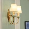 American style minimalist bedroom wall lamp fabric all copper Nordic luxury bedside hotel living room office ceramic wall lamp