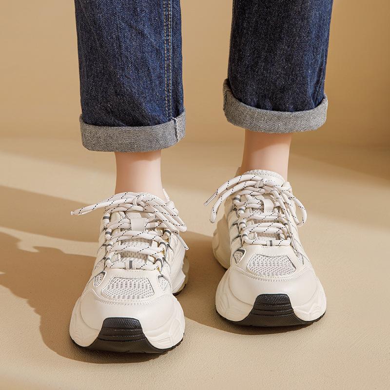 Augustine Mesh Dad Shoes Women 2025 New Summer Casual Platform Sports Shoes Lightweight Student White Shoes