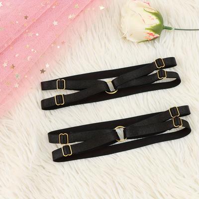 2pcs Women's Black Elastic Thigh Garter Belts with Adjustable Cross Straps Punk Gothic Style Stretchy Leg Bands for Parties Weddings
