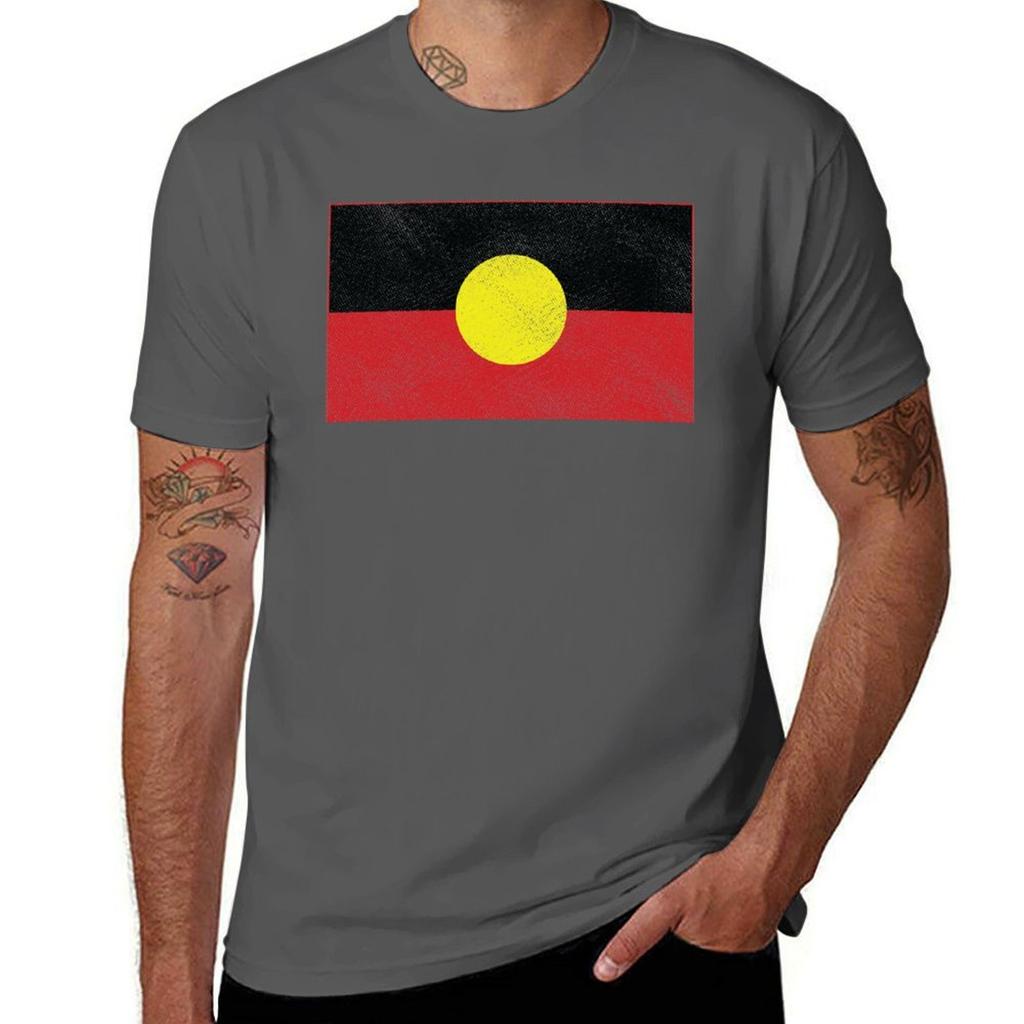 Distressed Aboriginal Flag TShirt Work Outdoor Short Sleeve Tee
