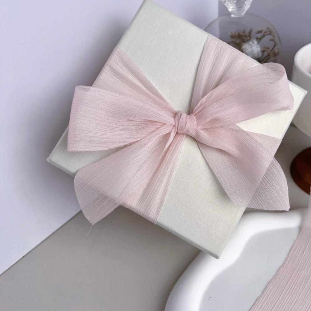 New 4cm 5m Silk Sparkle Ribbon Chiffon Ruffle Mesh Gift Wrap Ribbons Bouquets Bow Sheer Organza Trim DIY Apparel Ribbons
