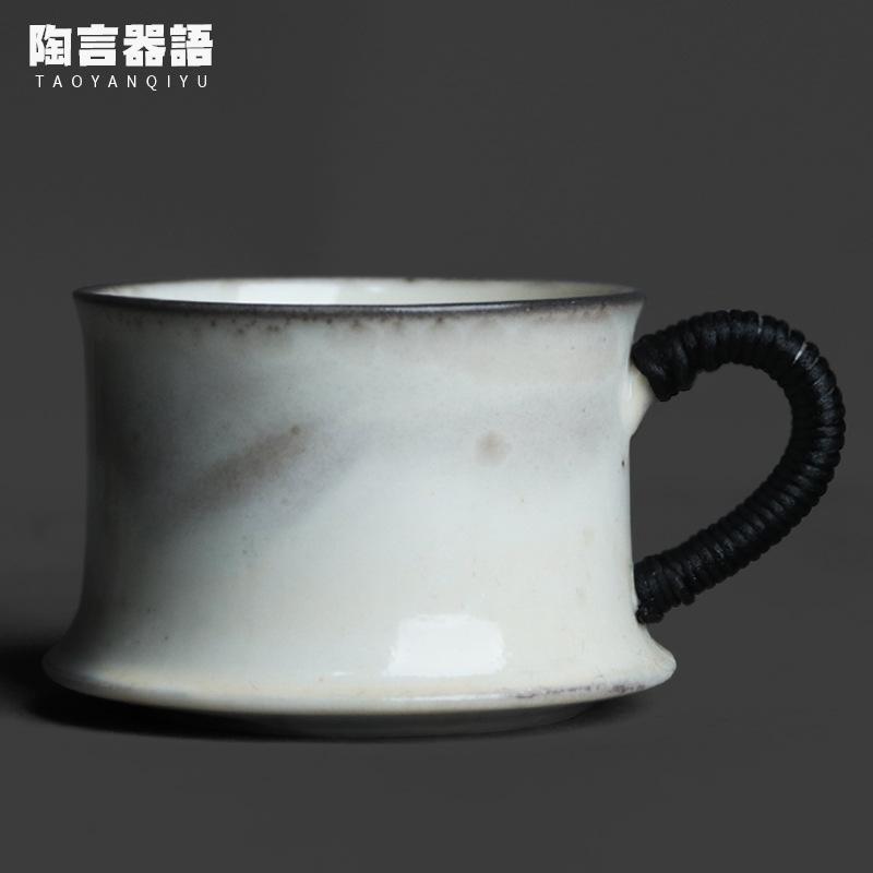 

100ml Kiln Fambe White Handle Coffee Mug Couple Handgrip Cups Afternoon Tea Mug Fruit Juice Milk Jug Office Water Cup Cafes gift As Your Choose
