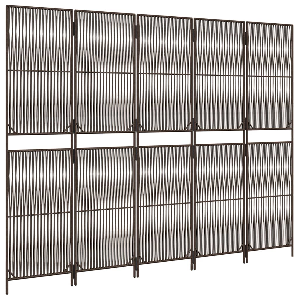 Vidaxl 5-Panel Screen, Brown, Poly Rattan