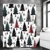 Winter Pine Tree Snowflake Shower Curtain, Bathroom Decorative Shower Curtain, Waterproof Shower Curtain with Hooks