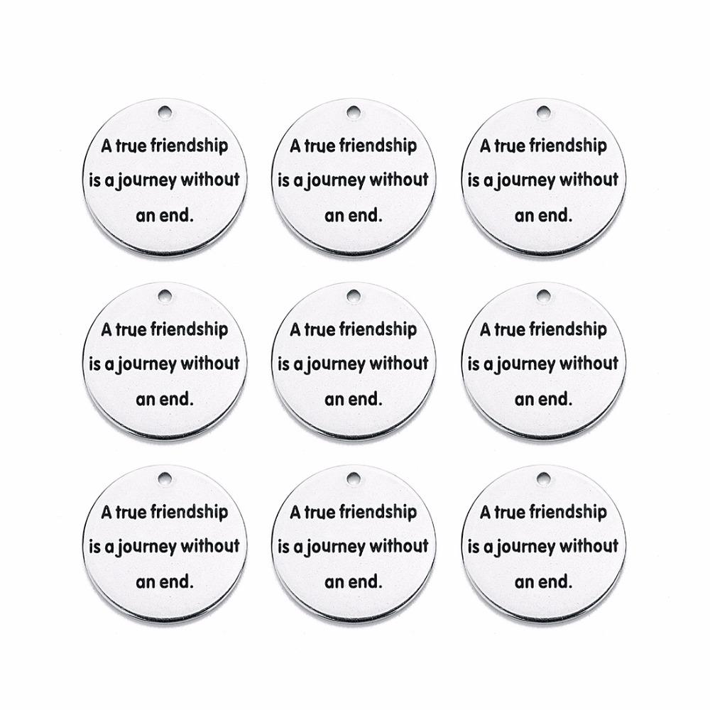 Louleur 10 Styles Stainless Steel Rhodium Pendants Stamping Tag Round Letter Charm Pendant for DIY Necklace Bangle Makings