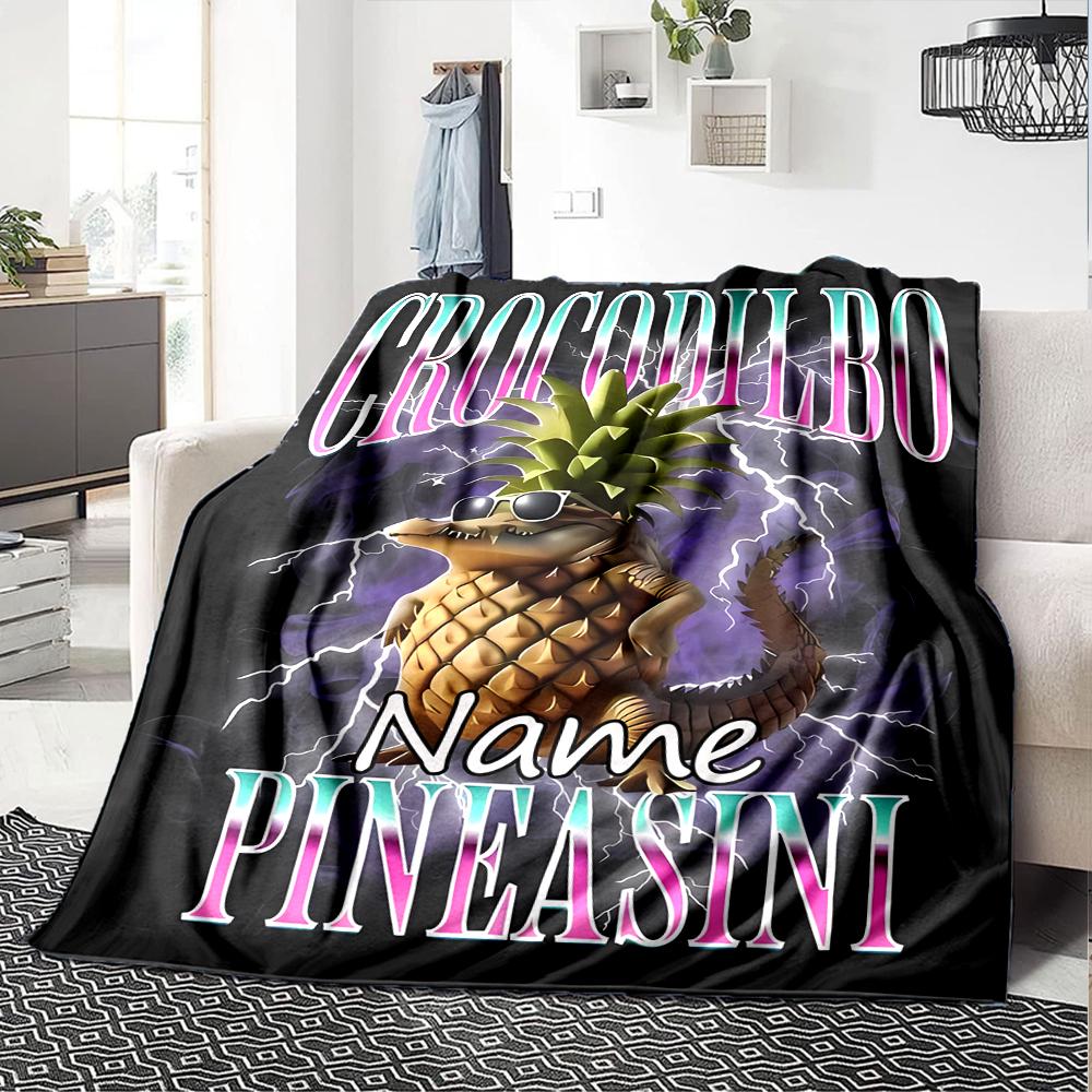 Customiz Name Personality Italian Brainrot Animal  Blanket Soft &Warm Sofa Office Bed Travel Lunch Break Blanket, Gift Suitable All Seasons
