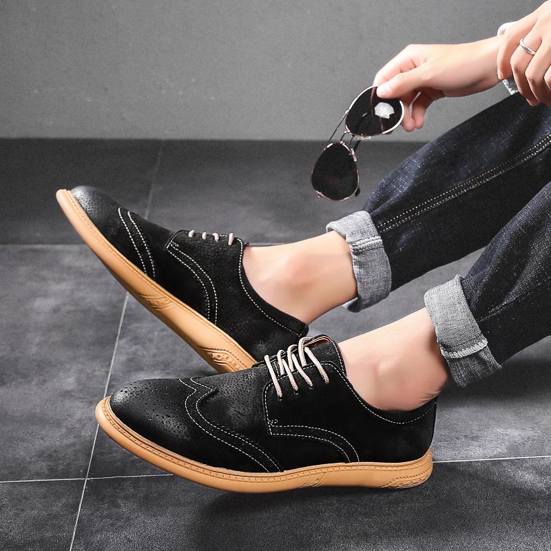 Men's Brogues Shoes Casual Suede Leather Oxford Shoes For Men Flats Shoes