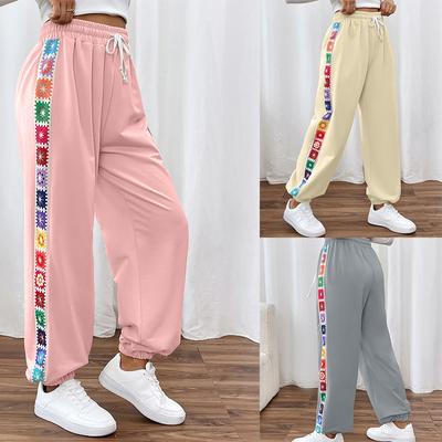 Benuynffy Ethno-Stil Lose Jogginghose Frühling Herbst Damen Sport Casual Joggers Weibliche Streetwear Kordelzug Baggy Hose