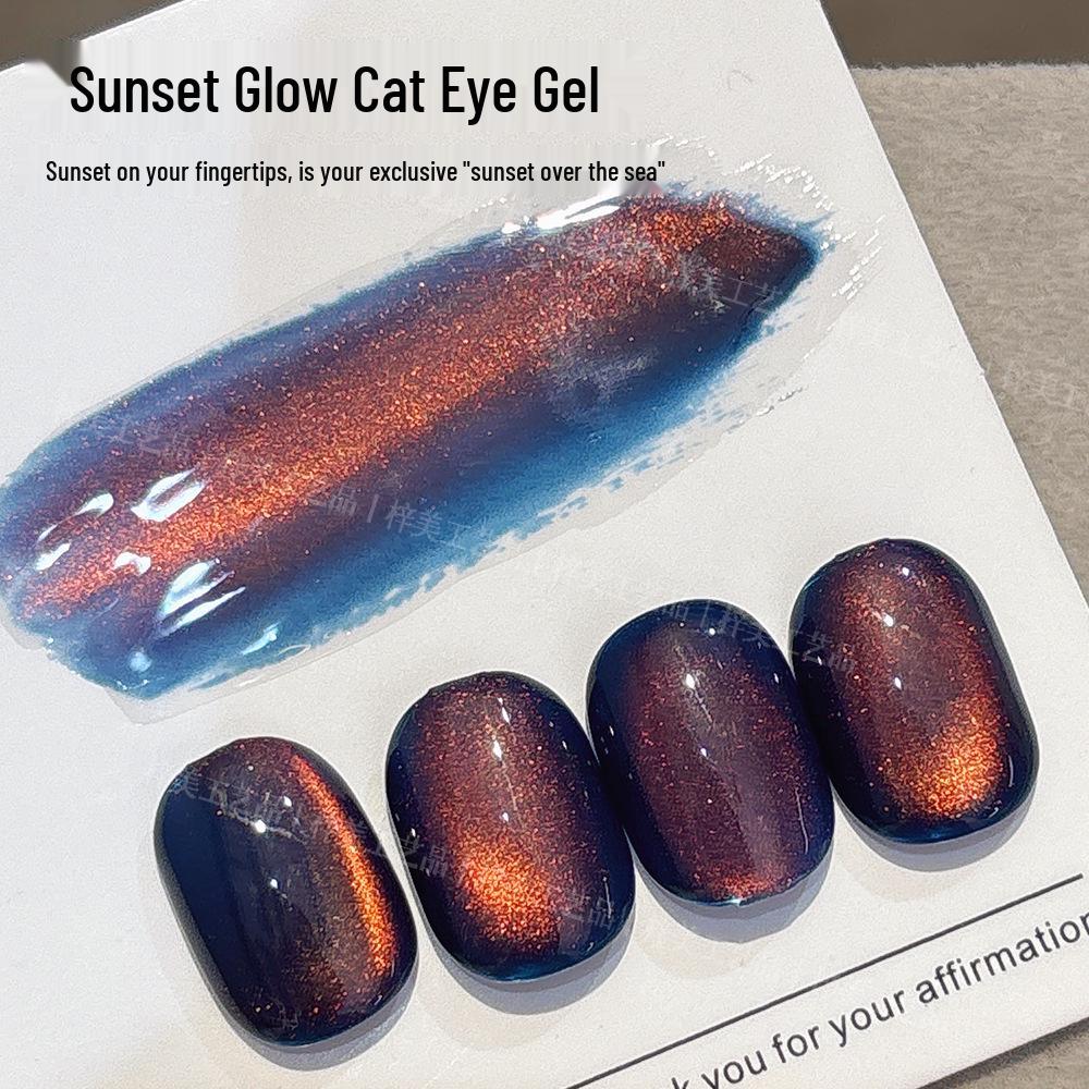 Autumn-Winter Cat Eye Nail Gel: Blue, Purple, Red. Colorful, Whitening, Delicate Silk Glass Beads.