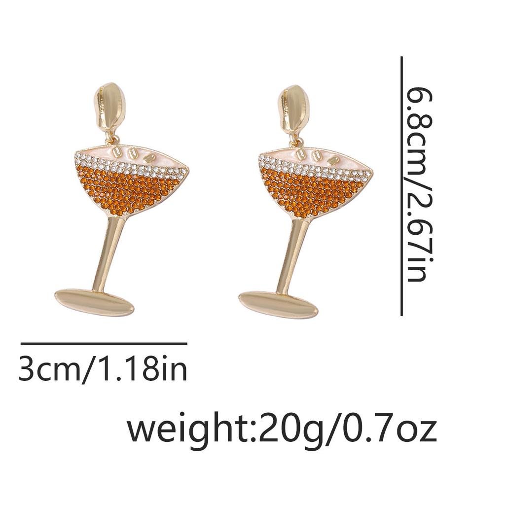 Exquisite fashion light luxury niche design sense alloy zircon personalized wine bottle wine glass series women's earrings