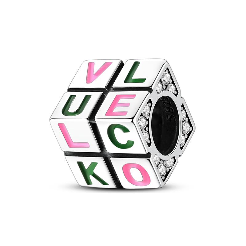 925 Silver Colorful Love Magic Cube Charms Beads Fit Bracelet Necklace Fine DIY Birthday Jewerlry Accessories