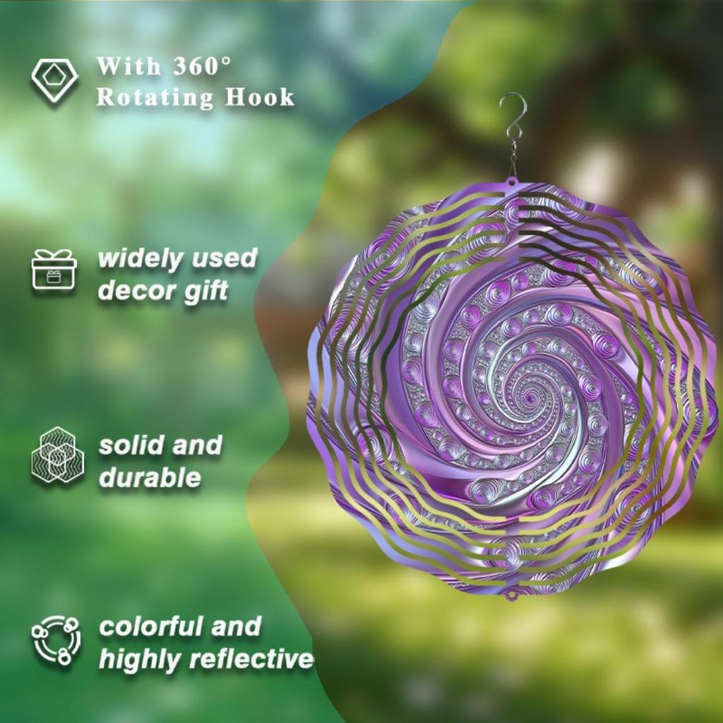 10 Zoll Hängender Windspinner für Außengartendekor Rotierendes Design mit 360°-Haken Einzigartiges Geschenk für Frühling und Sommer Rasenornament