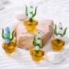 Mini Glass Flower Figurine Transparent Hand Blown Faux Crystal Flower Bouquet In Pot for Birthday Mother's Day Wedding Women Mom Office Home Table