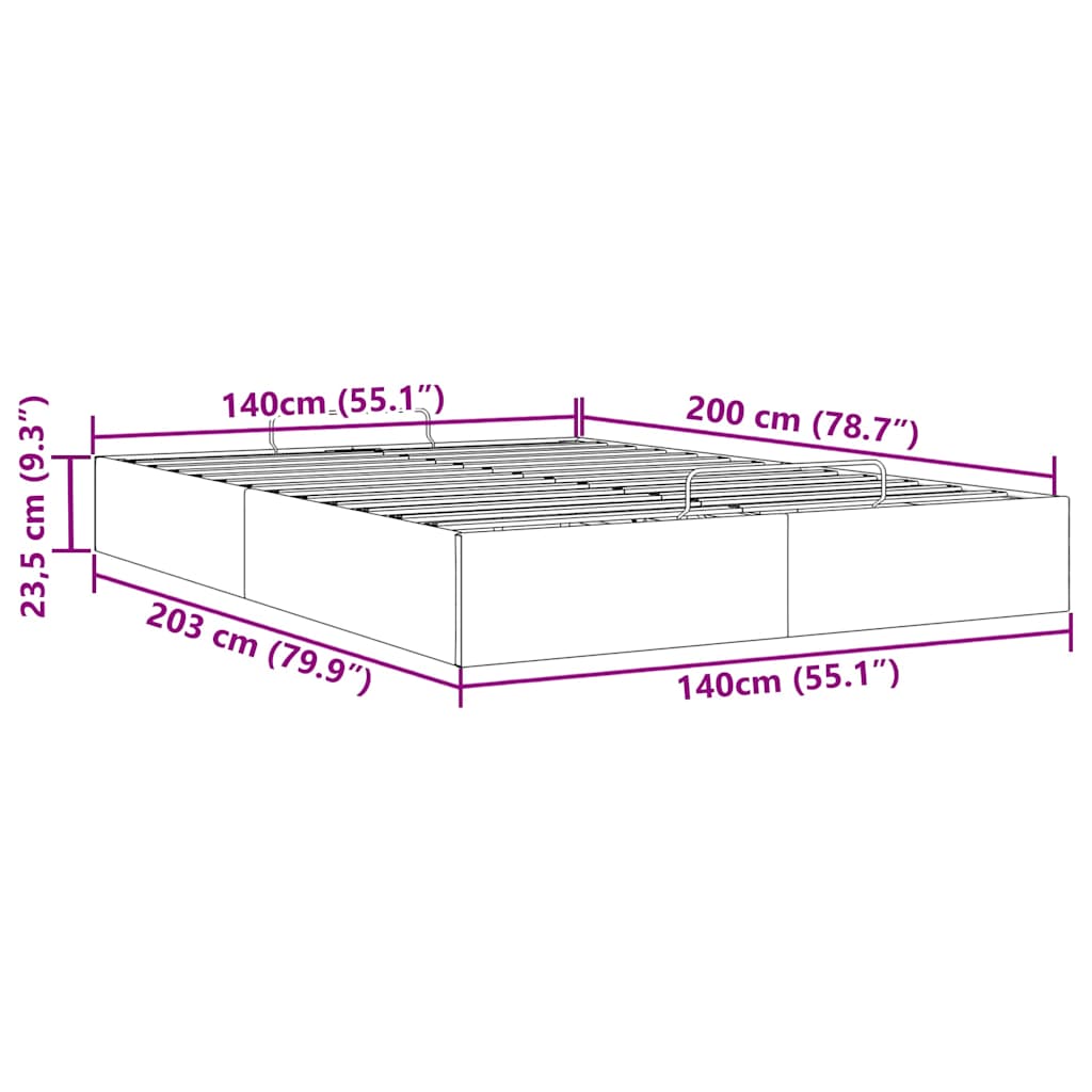 Ottoman Bed without Mattress Black 140 x 200 cm Artificial Leather