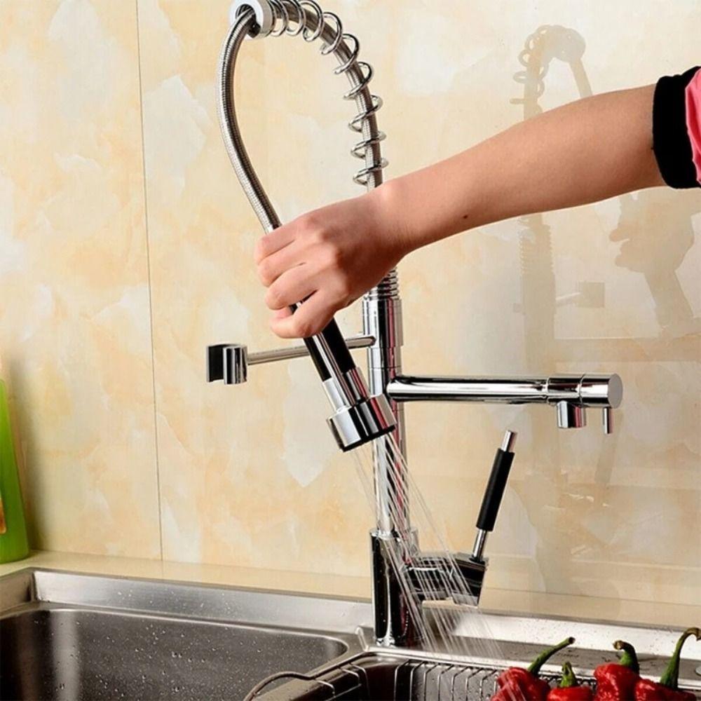Handheld Spring Faucet High Pressure Pull Out Spray Head Kitchen Faucet  Water Save
