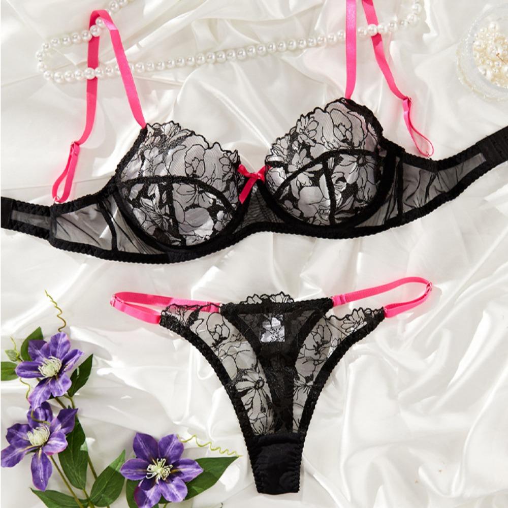 

Кружевное Прозрачное Сексуальное Нижнее Белье Классическое Прозрачное Ультратонкое Комплект Бюстгальтера Чистое Желание Сексуальный Комплект Сексуального Нижнего Белья Обхват Бедер XL чёрный