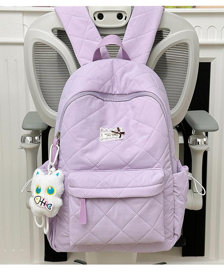 Schoolbag new ins style men's and women's solid color backpack junior high school campus light schoolbag fashionable simple large capacity backpack