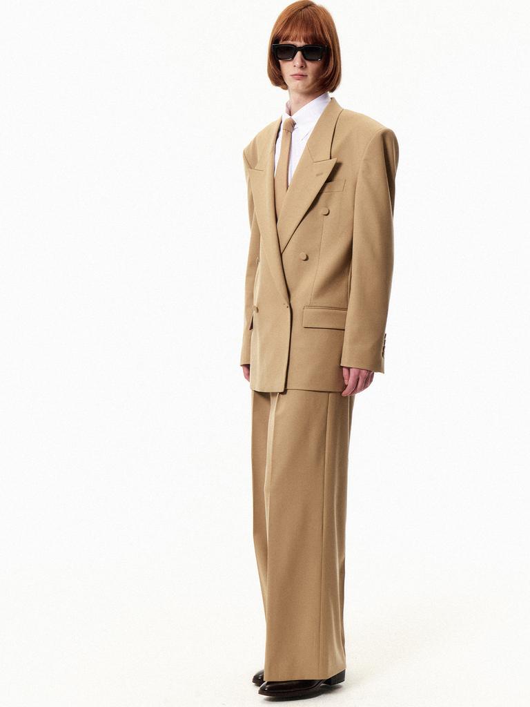 Courbe Double Breasted Blazer (Beige)