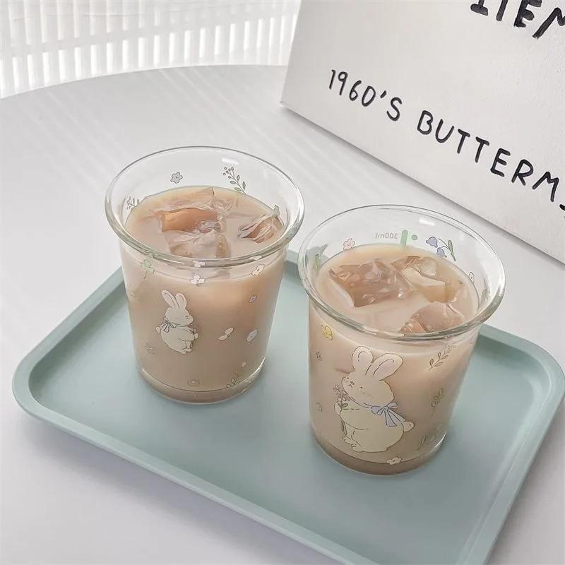 Liten Kanin Glasmuggar Hög Skönhet Vattenmuggar Dryckesmuggar Kontorsvattenmuggar Hem Frukost Mjölk Kaffekopp Utsökt Mugg Ny