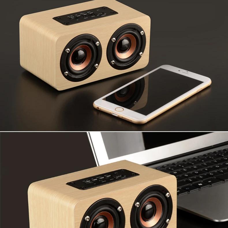 Retro Wooden Bluetooth Speaker Computer Speaker Bar Stereo Sound Subwoofer box For Macbook Laptop Notebook PC TF Card Music Player Wired Loudspeaker