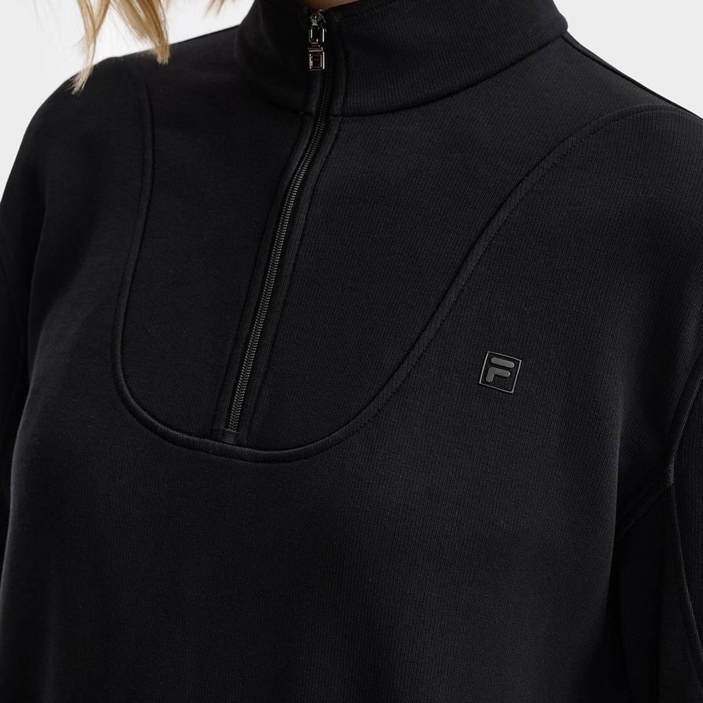 FILA White Trendy Minimalist Stylish Casual Comfortable Versatile Pullover Half-Zip Sweatshirt Women sweatshirt F11W543201FBK