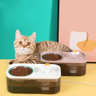 Cat Water Fountain & Food Bowl for Food and Water Dispenser Set Automatic Pet Fountain Water Dispenser and Stainless Steel Bowl