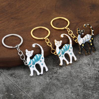 Cat Keychain Pendant Lightweight Metal Keychain Creative Enamel Cat Keyring Portable Key Chain Bag Charms Fun Accessories