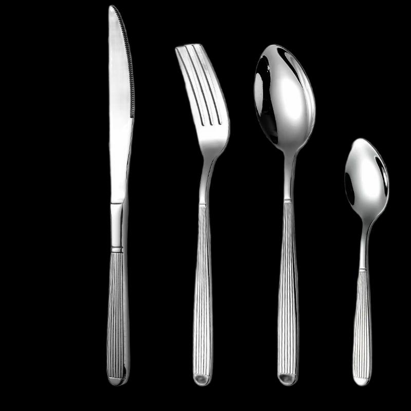 Abay 304 Stainless Steel Striped Roman Column Serving Spoon