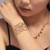 Qiong Yao Openwork Spliced Ring Bangle: European & American Style, 18K Gold-Plated Stainless Steel Bracelet